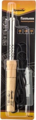 Электропаяльник Sparta 60 Вт, 220 В с ручкой из дерева [913103]