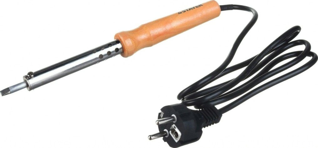 Электропаяльник STAYER MASTER с деревянной рукояткой и долговечным жалом, 80 вт, [55310-80]