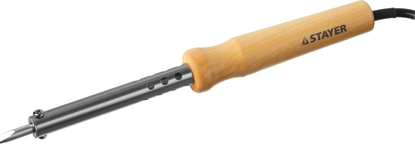 Электропаяльник STAYER MASTER с деревянной рукояткой и долговечным жалом, 80 вт, [55310-80]