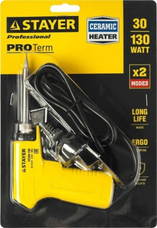 Электропаяльник STAYER PROTerm с пистолетной рукояткой [55308-130]