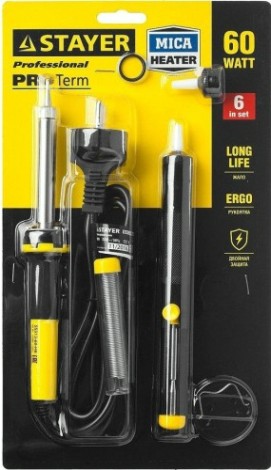 Электропаяльник в наборе STAYER 55313-60-H6 60 Вт