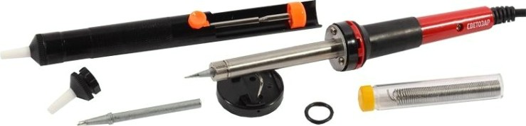 Электропаяльник в наборе СВЕТОЗАР 6 предметов SV-55313-60-H6 [SV-55313-60-H6]