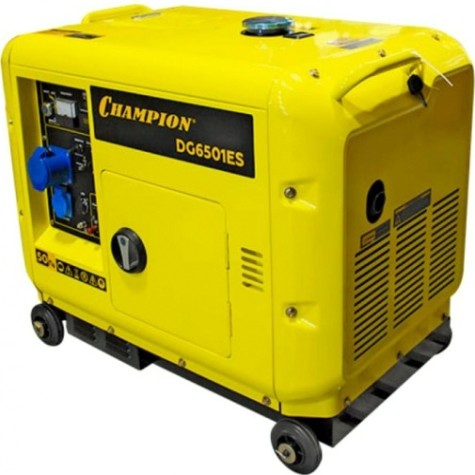 Электростанция дизельная с воздушным охлаждением CHAMPION DG6501ES+ATS в кожухе [DG6501ES]