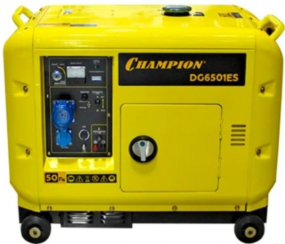 Электростанция дизельная с воздушным охлаждением CHAMPION DG6501ES+ATS в кожухе [DG6501ES]