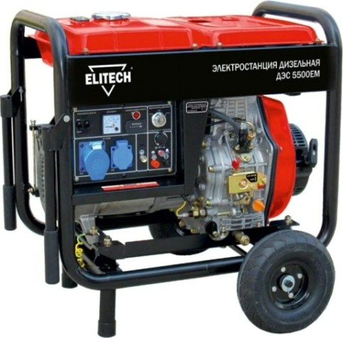 Электростанция дизельная с воздушным охлаждением ELITECH ДЭС 5500ЕМ открытая [179859]