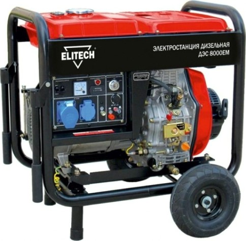 Электростанция дизельная с воздушным охлаждением ELITECH ДЭС 8000ЕМ открытая [179861]