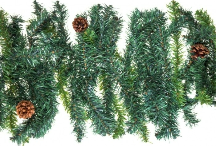 Еловый шлейф Neon-Night с шишками 2,7 м ПВХ [307-221]