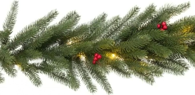 Еловый шлейф Neon-Night с ягодами и гирляндой 1,8 м 30 LED [307-113]