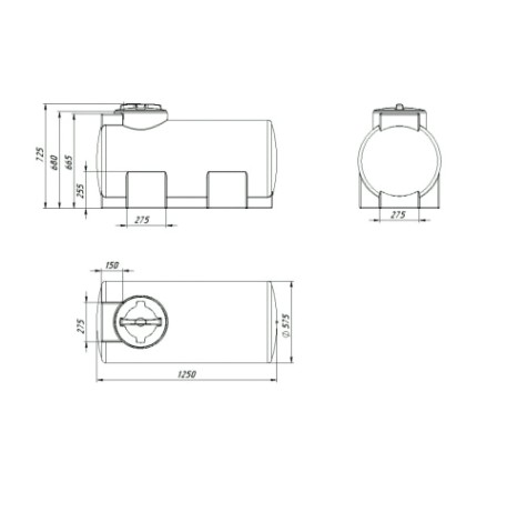 Емкость ЭКОПРОМ ЭВГ 350 л., горизонтальная [синий]