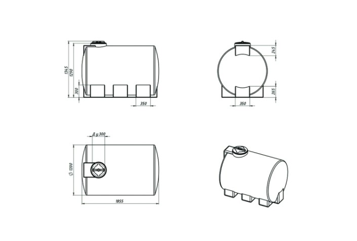 Емкость ЭКОПРОМ ЭВГ2000 л., горизонтальная [черный]
