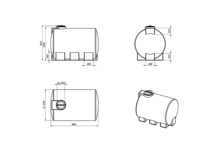 Емкость ЭКОПРОМ ЭВГ2000 л., горизонтальная [зеленый]