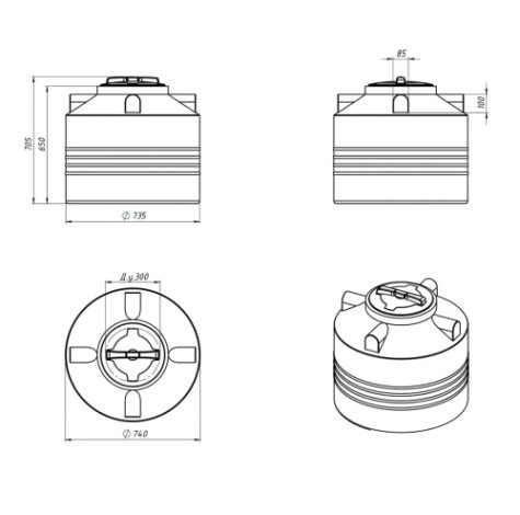 Емкость ЭКОПРОМ ЭВЛ 200 л., вертикальная [черный]