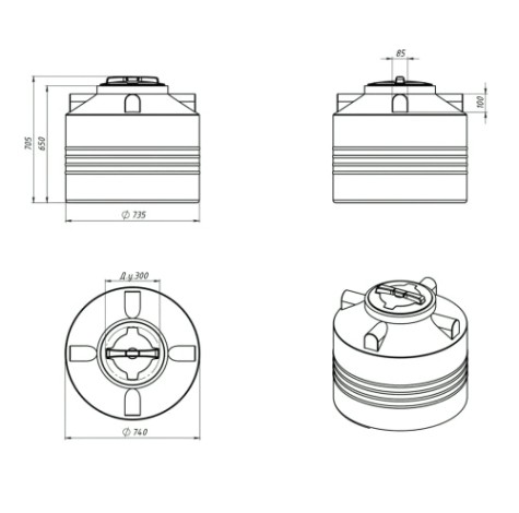 Емкость ЭКОПРОМ ЭВЛ 200 л., вертикальная [синий]