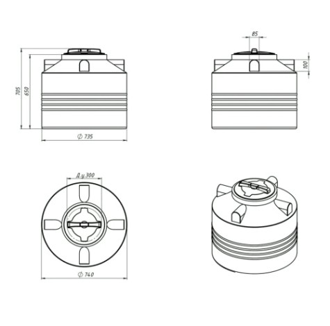 Емкость ЭКОПРОМ ЭВЛ 200 л., вертикальная [зеленый]