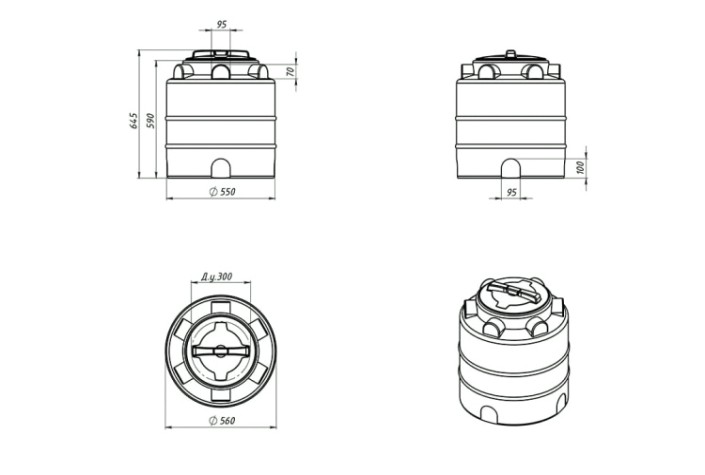 Емкость ЭКОПРОМ ЭВЛ-Т 100 л., вертикальная [зеленый]