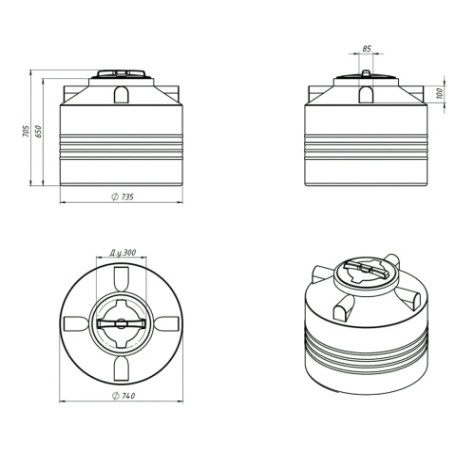 Емкость ЭКОПРОМ ЭВЛ-Т 200 л., вертикальная [черный]