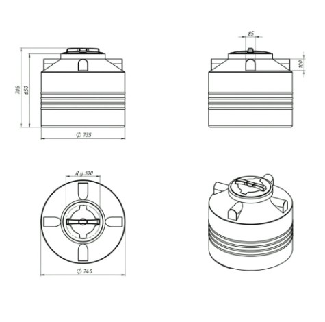 Емкость ЭКОПРОМ ЭВЛ-Т 200 л., вертикальная [синий]