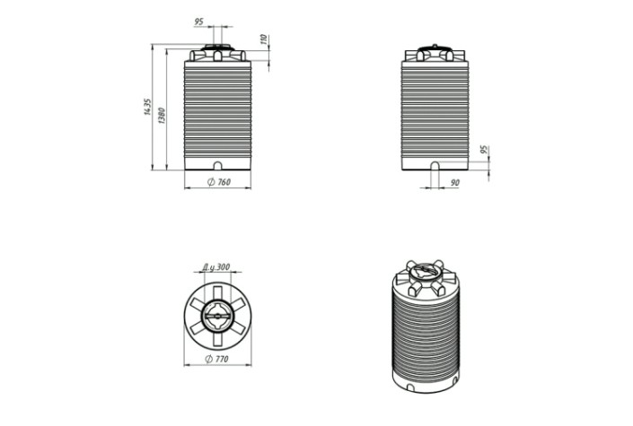 Емкость ЭКОПРОМ ЭВЛ-Т 500 л., вертикальная [черный]