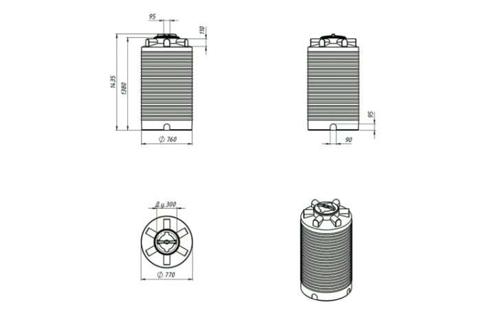 Емкость ЭКОПРОМ ЭВЛ-Т 500 л., вертикальная [синий]