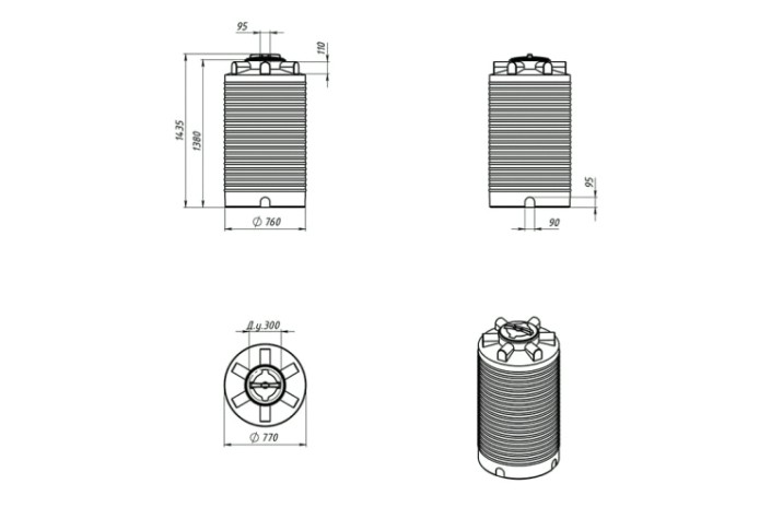 Емкость ЭКОПРОМ ЭВЛ-Т 500 л., вертикальная [зеленый]