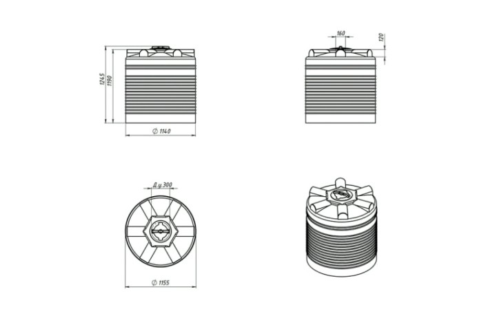 Емкость ЭКОПРОМ ЭВЛ1000 л., вертикальная [черный]