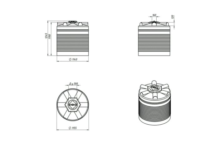 Емкость ЭКОПРОМ ЭВЛ1000 л., вертикальная [синий]