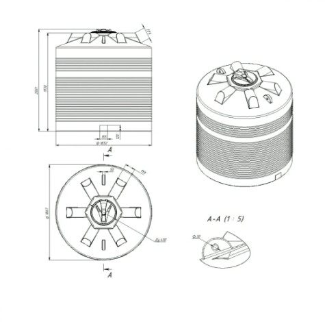 Емкость ЭКОПРОМ ЭВЛ5000 л., вертикальная [синий]