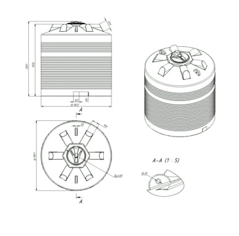 Емкость ЭКОПРОМ ЭВЛ5000 л., вертикальная [зеленый]