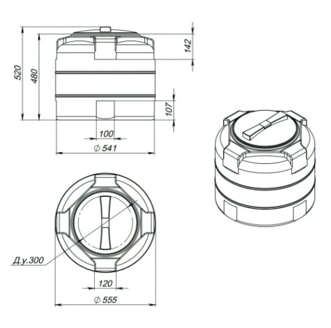 Емкость ЭКОПРОМ T 100 л., вертикальная [черный]