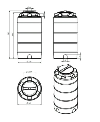 Емкость ЭКОПРОМ T 200 л., вертикальная [синий]