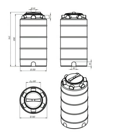 Емкость ЭКОПРОМ T 200 л., вертикальная [зеленый]