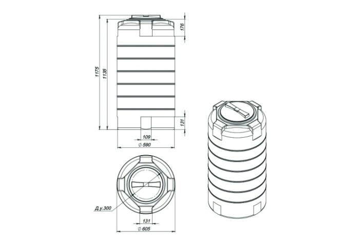 Емкость ЭКОПРОМ T 300 л., вертикальная [черный]