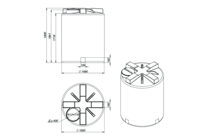 Емкость ЭКОПРОМ T 3000 л., вертикальная [черный]