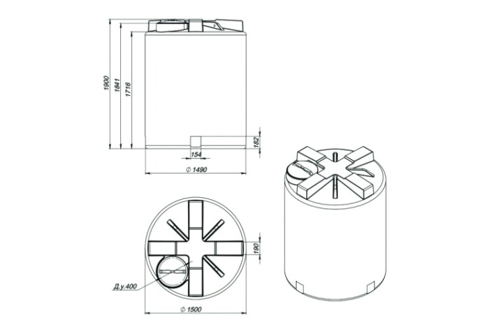 Емкость ЭКОПРОМ T 3000 л., вертикальная [зеленый]