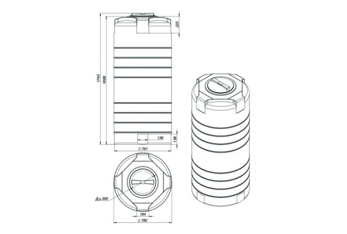 Емкость ЭКОПРОМ T 750 л., вертикальная [синий]
