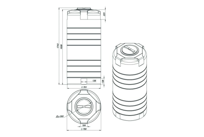 Емкость ЭКОПРОМ T 750 л., вертикальная [зеленый]
