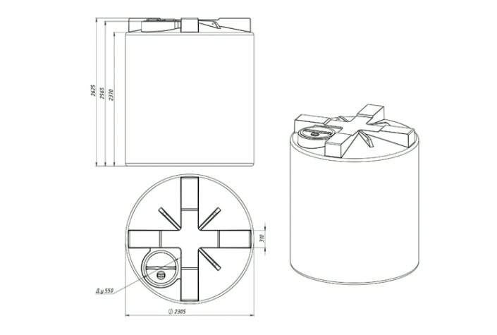 Емкость ЭКОПРОМ T10000 л., вертикальная [черный]