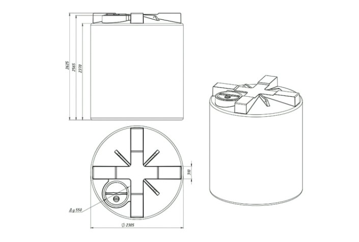 Емкость ЭКОПРОМ T10000 л., вертикальная [синий]