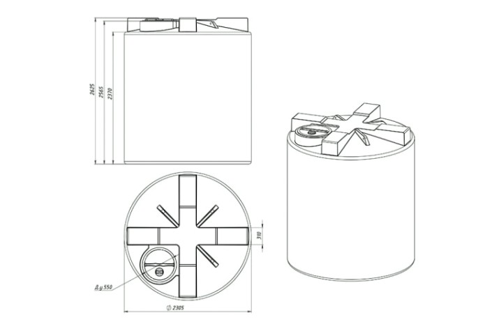 Емкость ЭКОПРОМ T10000 л., вертикальная [зеленый]