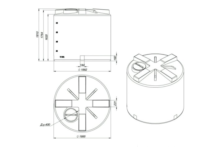 Емкость ЭКОПРОМ TH 5000 л., вертикальная [зеленый]