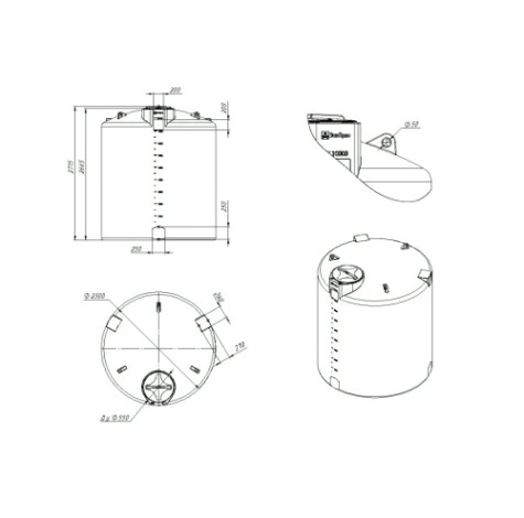 Емкость ЭКОПРОМ TOR10000 л., вертикальная [синий]