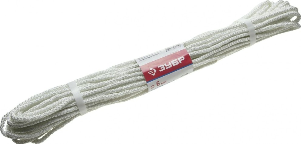 Фал капроновый ЗУБР d= 6,0 мм 20 м, 650 кгс, 20,5 ктекс [50210-06]