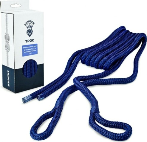 Фал (шкерт) для кранца с огоном SKIPPER плетеный, 10мм*2м, нейлон (2шт) синий [SK-TFNBR102BL]