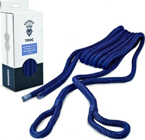 Фал (шкерт) для кранца с огоном SKIPPER плетеный, 12мм*2,5м, нейлон (2шт) синий [SK-TFNBR1225BL]