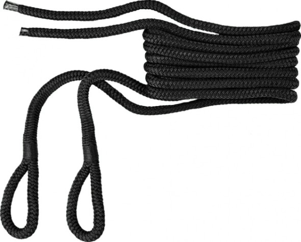 Фал (шкерт) для кранца с огоном SKIPPER плетеный, 8мм*1,83м, нейлон (2шт) черный [SK-TFNBR8183B]