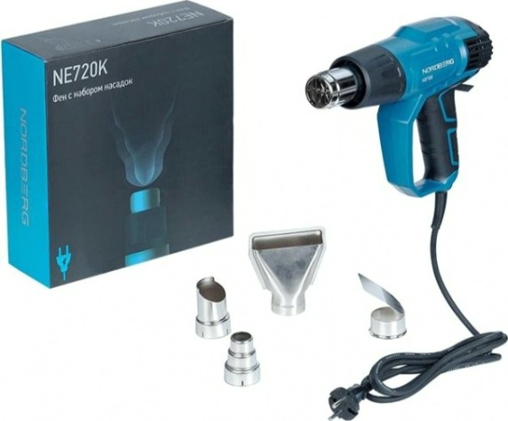 Фен строительный NORDBERG NE720K комплектом насадок, 50-600°с [ЦБ-00016878]