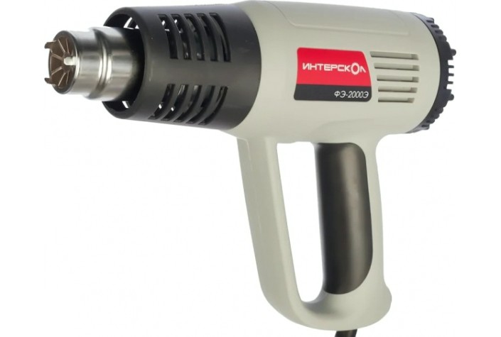 Фен строительный сетевой ИНТЕРСКОЛ ФЭ-2000Э в кейсе [192.0.1.00]