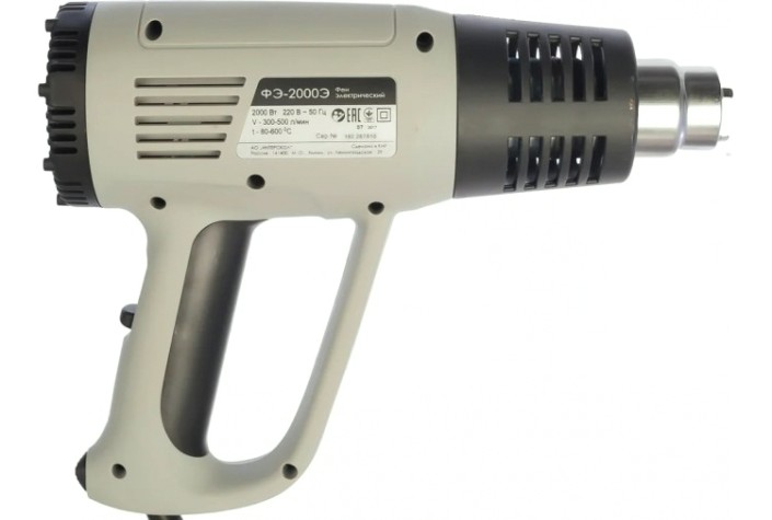 Фен строительный сетевой ИНТЕРСКОЛ ФЭ-2000Э в кейсе [192.0.1.00]