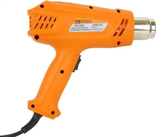 Фен строительный СОЮЗ ТПС-18002 2 ступени, 2 насадки Фен строительный СОЮЗ ТПС-18002 2 ступени, 2 насадки
