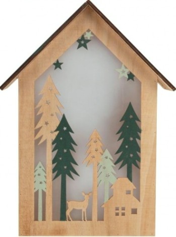Фигурка деревянная Neon-Night Домик в лесу с подсветкой 19х6х26 см [504-024]